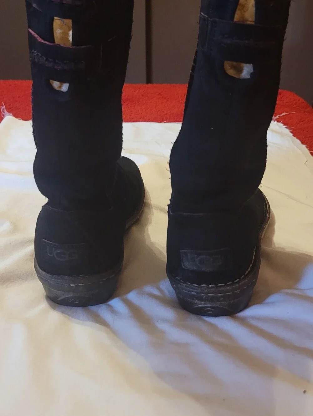 UGG black suede boots with fur lining, Size US 8 - Picture 3 of 8